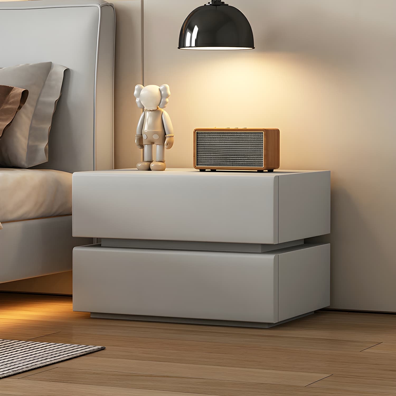 Modern Wood Nightstand with Drawer Storage, Small Size, Under 23 inches - image 5