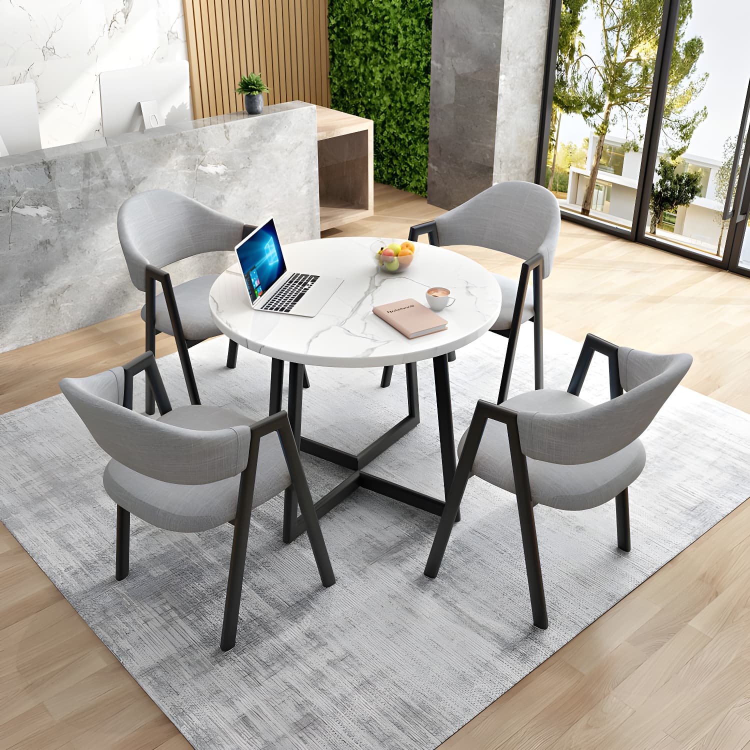 Modern Style Iron Arm Chair Open Back Dining Side Chair with Upholstered - image 13