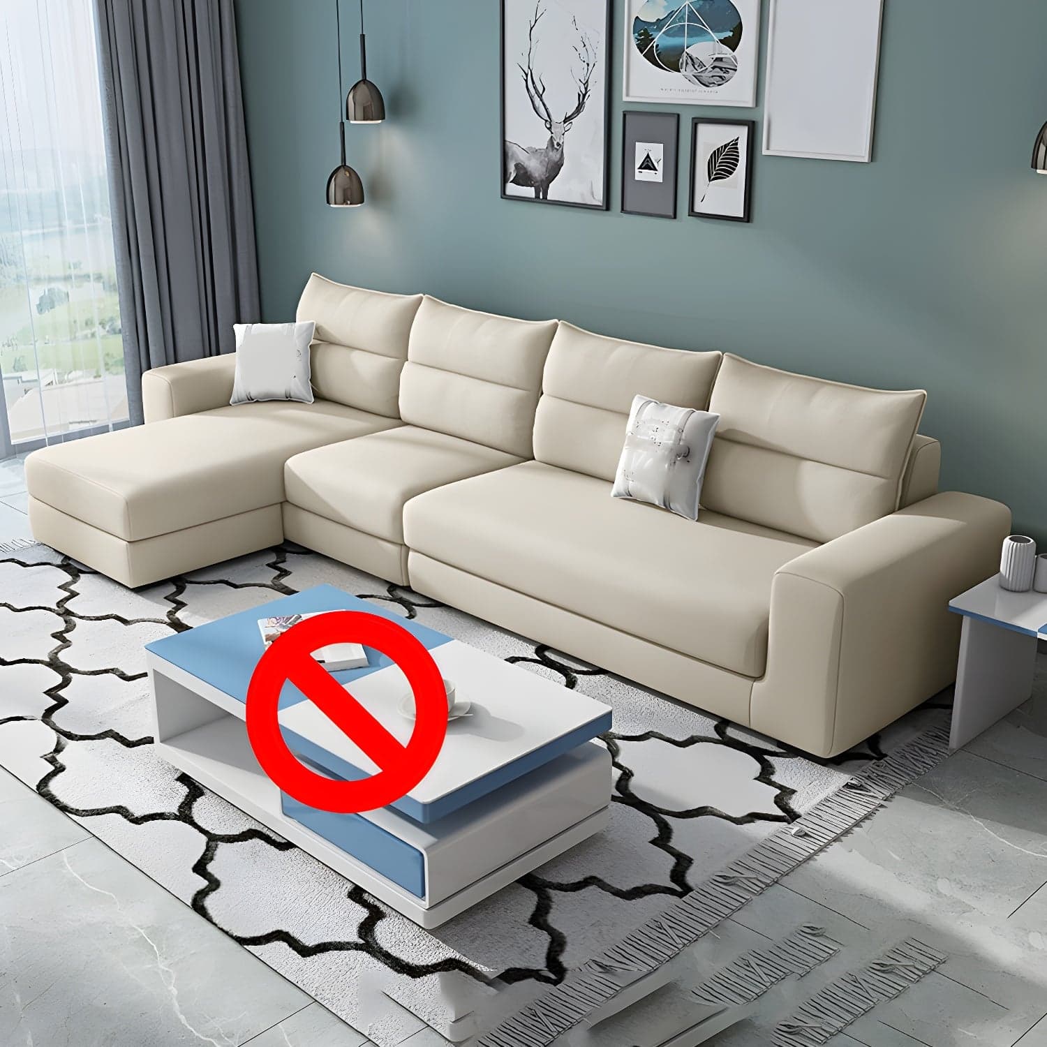 Modern Reversible L-Shape Sectional Sofa with Square Arm and Black Legs - image 7