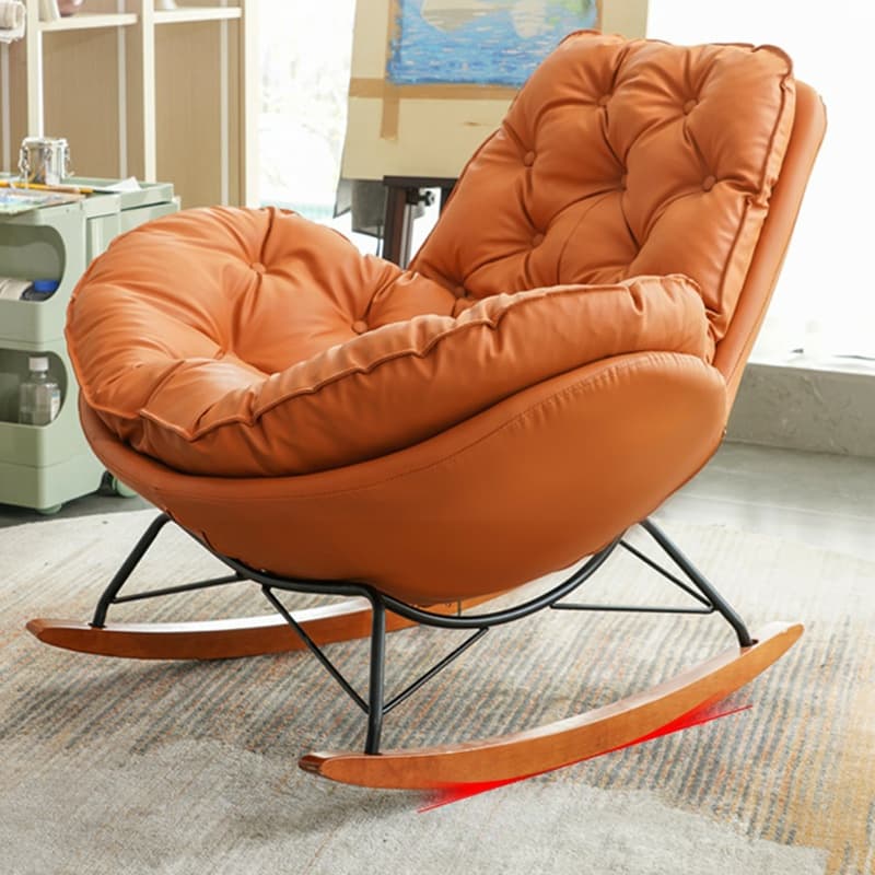 Ergonomic and Stationary Solid Wood Maternity Rocking Chair with Back and Flared Arm - image 10