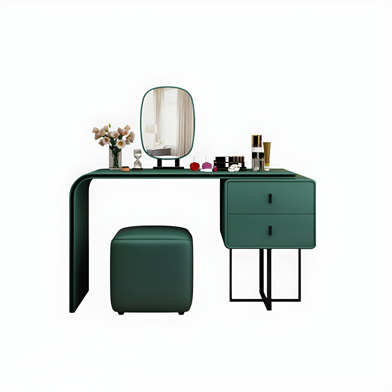 Glam Vanity Dressing Table Bedroom Makeup Counter with Makeup Table and Stool - image 14