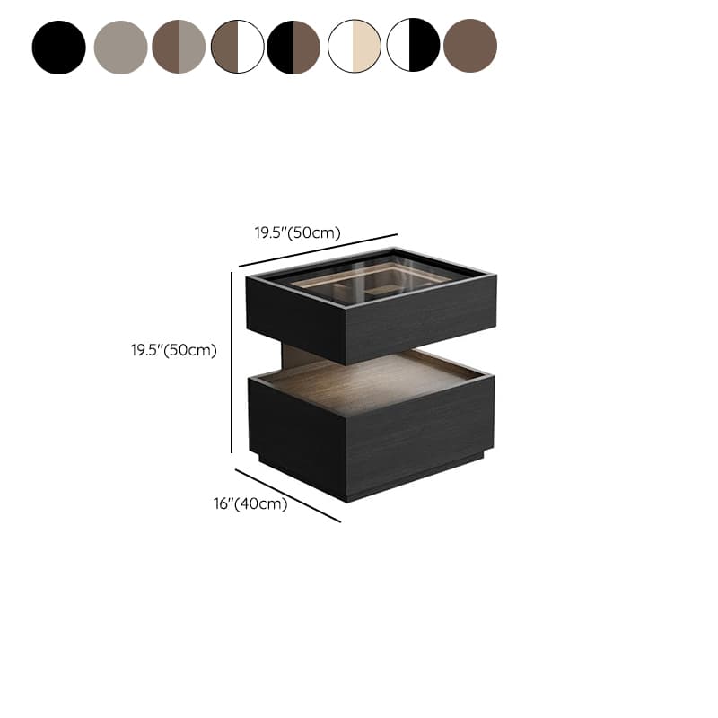 Organic Modern Nightstand With Drawer Organization with Glass Countertop and Illuminating Lighting - image 16