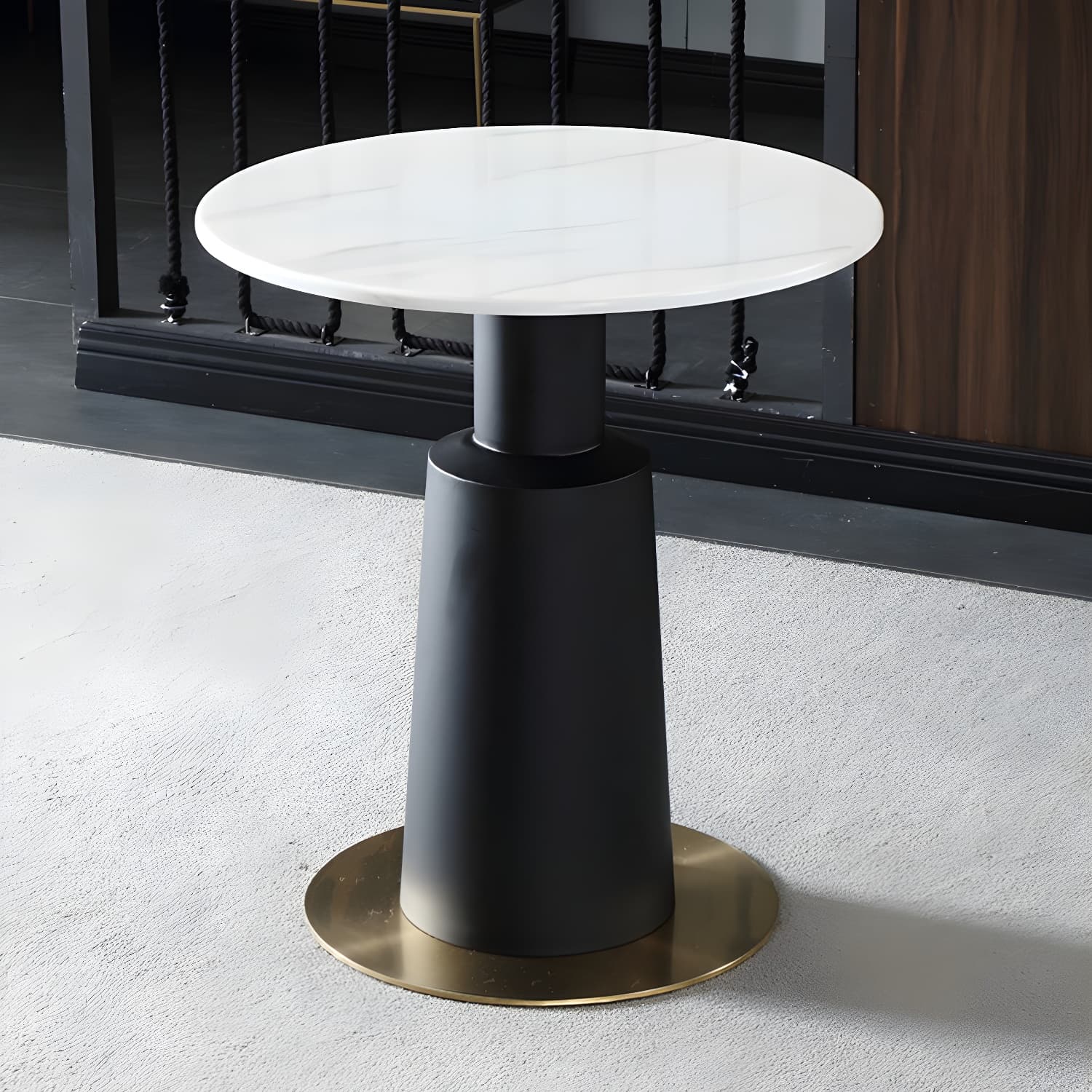 Metal Traditional Luxury Round Table Marble Top Indoor Table with Pedestal