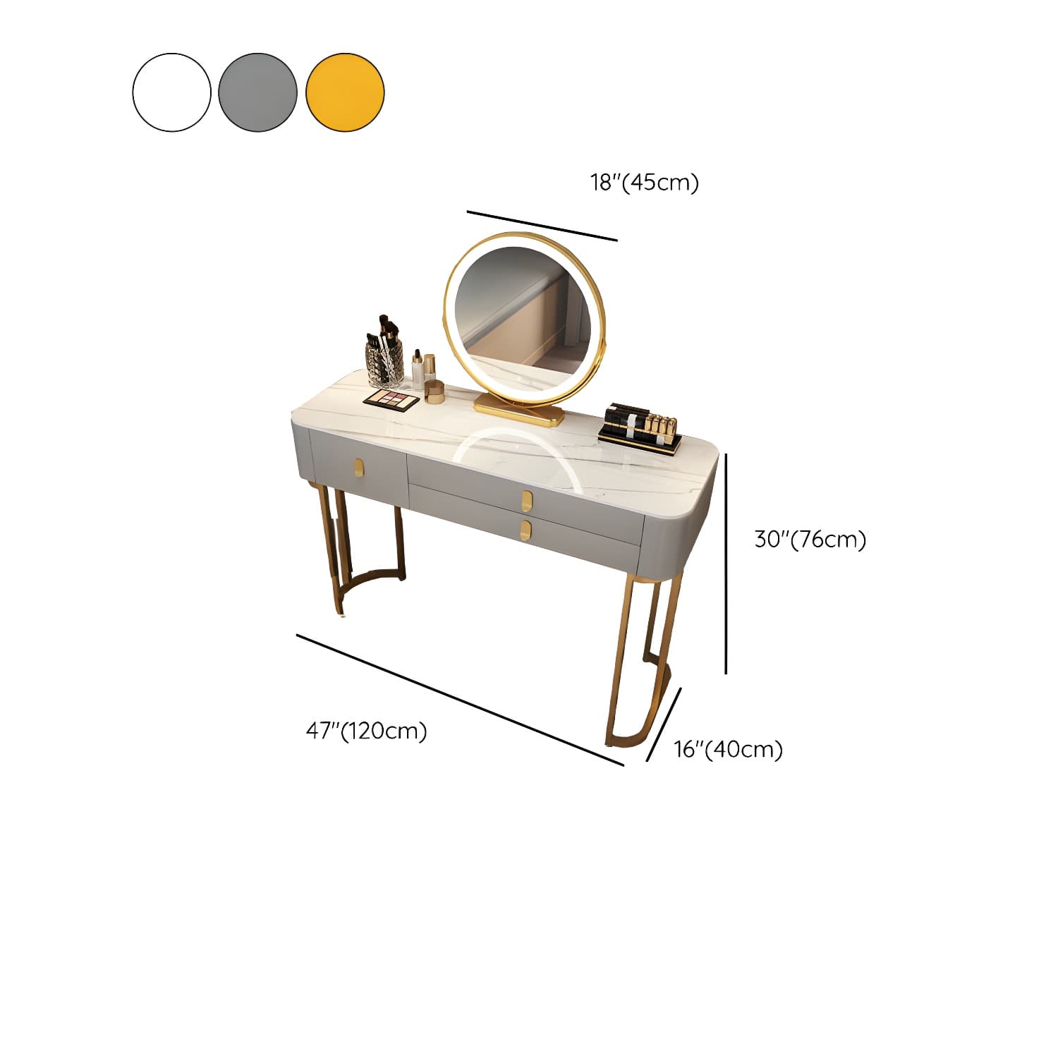 Lighted Mirror Vanity Dressing Table Bedroom Makeup Vanity with Drawer - image 22