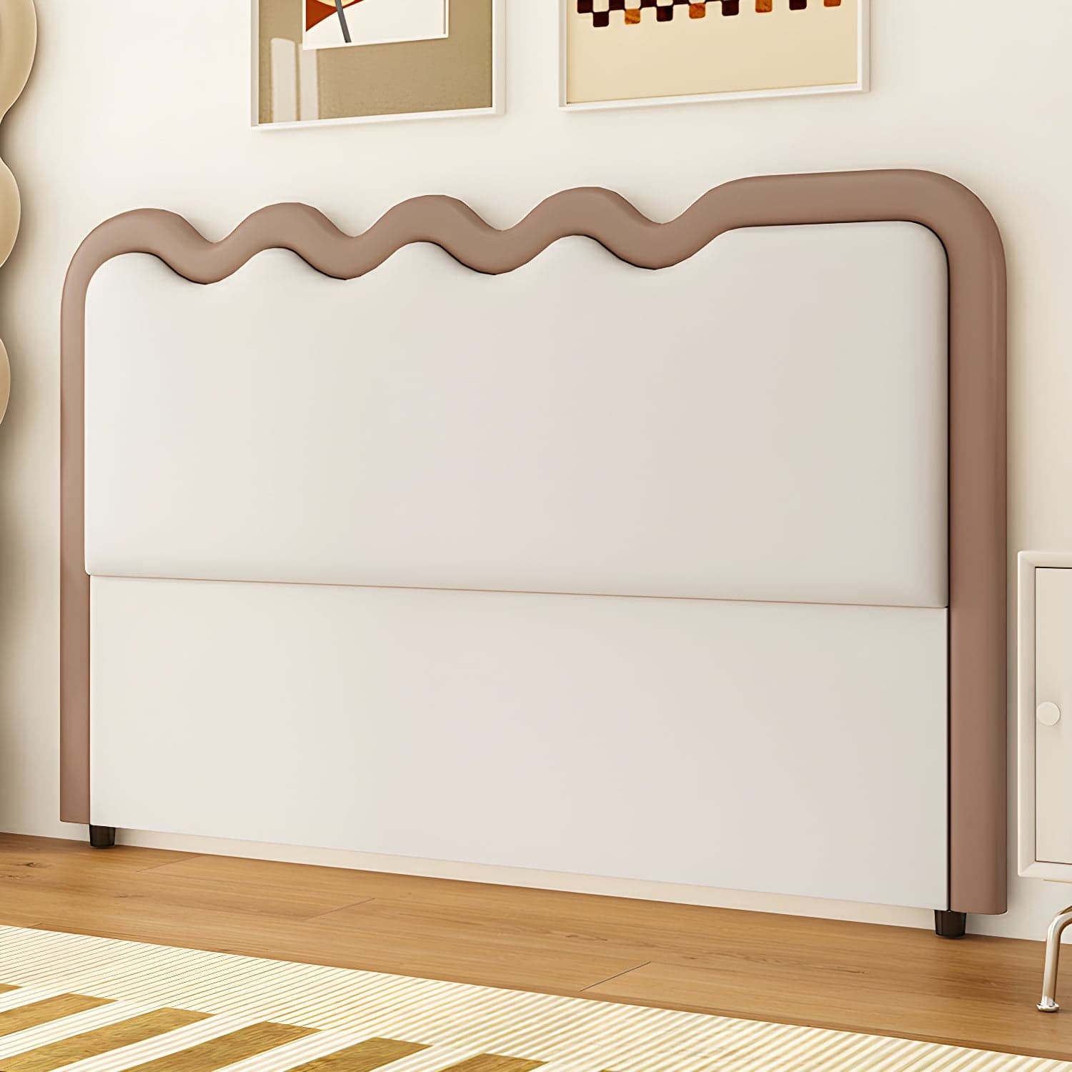 Modern Upholstered Panel Headboard with Leather Upholstery and Rectangular Shape - image 3