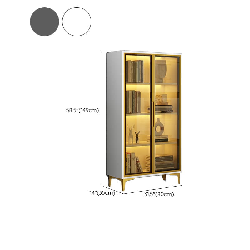 Glam Rectangle Accent Cabinet with Gold Metal Base and Glass Doors and Lighting Included - image 13