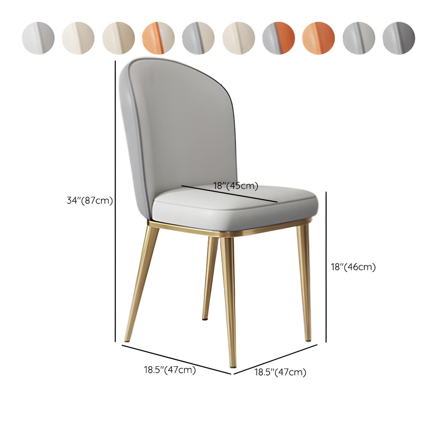 Gold Leg Glam Side Chair with Low Back and Upholstered Faux Leather in Polyurethane Material - image 26
