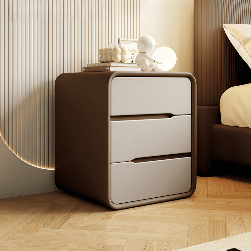 Art Deco Bedside Cabinet Nightstand Engineered Wood with 3 Drawers - image 3