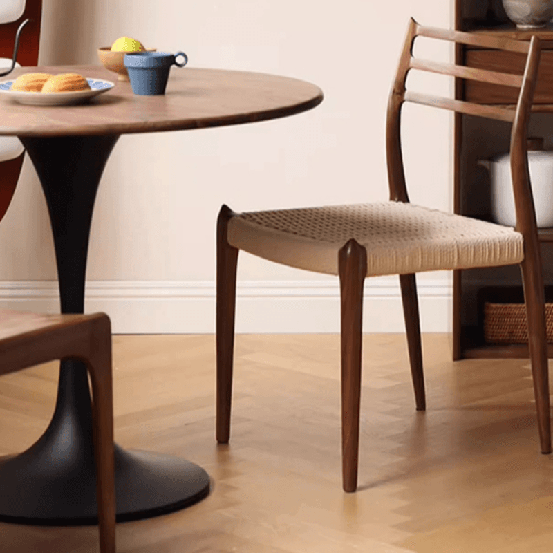 Minimalist Rubberwood Circular Standard Height Dining Table with a Sepia/Natural Color Fixed Table Top and Tulip Base for 2 People - image 10