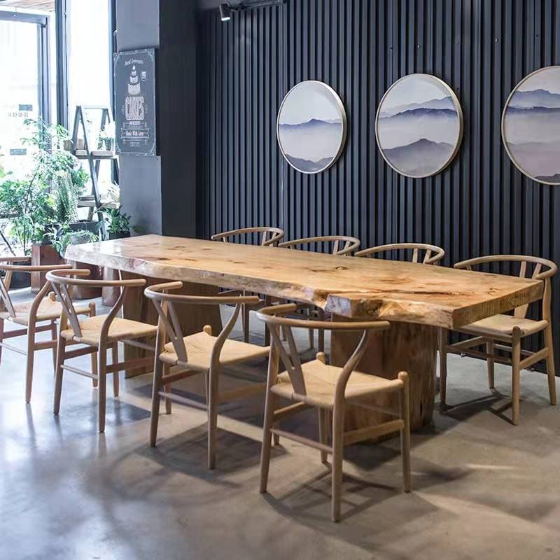 Modern Simple Style Rectangular Pine Dining Table with Natural Finish, Standard Height, Fixed Mechanism, for 8/6/4 People