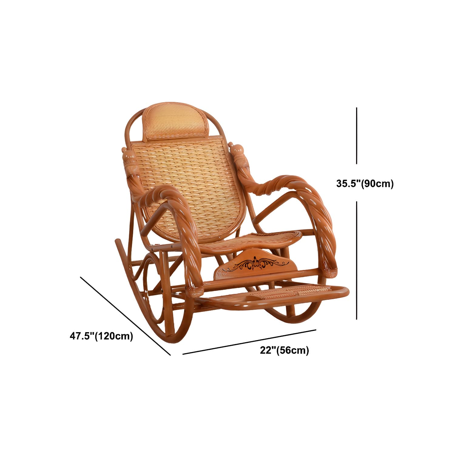 Traditional Rocking Chair Wicker Spindle Backrest Solid Color Indoor Rocking Chair - image 23