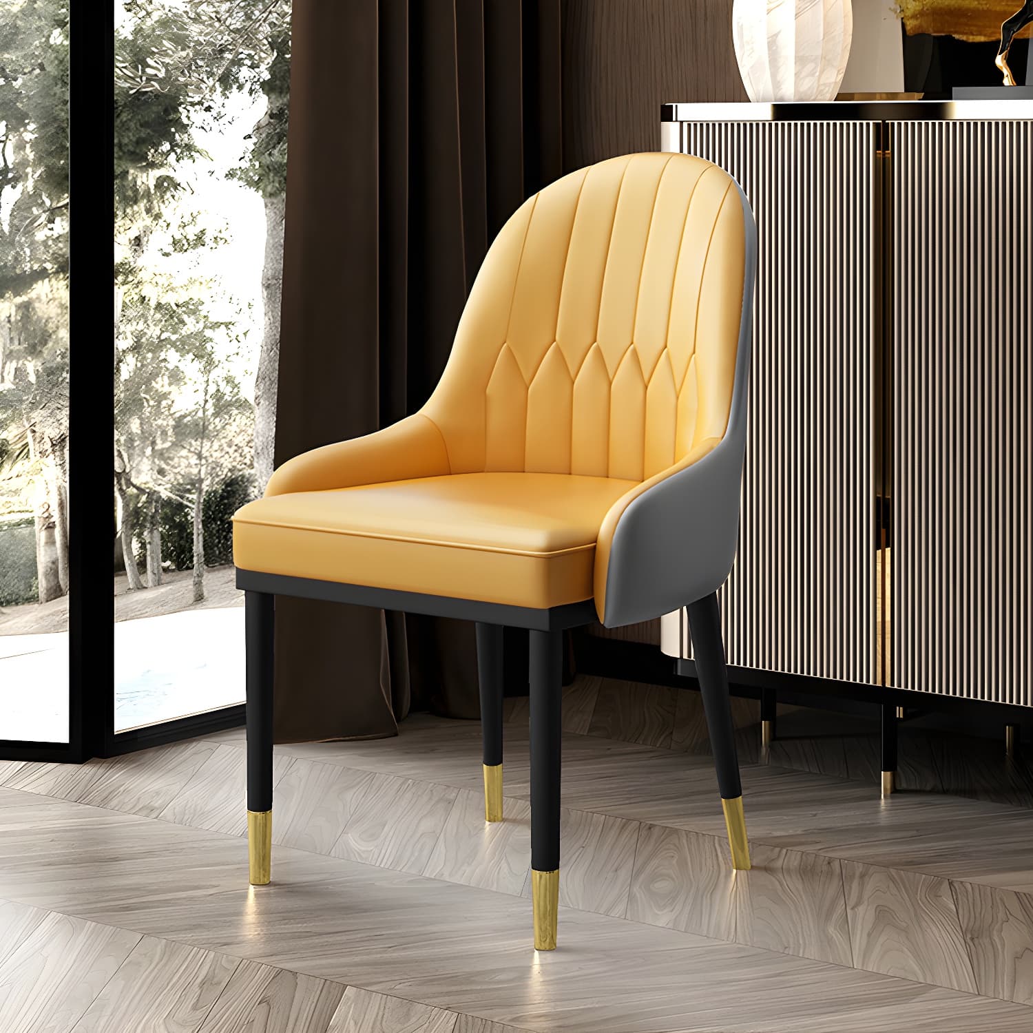 Leather Kitchen Side Chair 19'' Wide Dining Parsons Chair for Restaurant - image 8