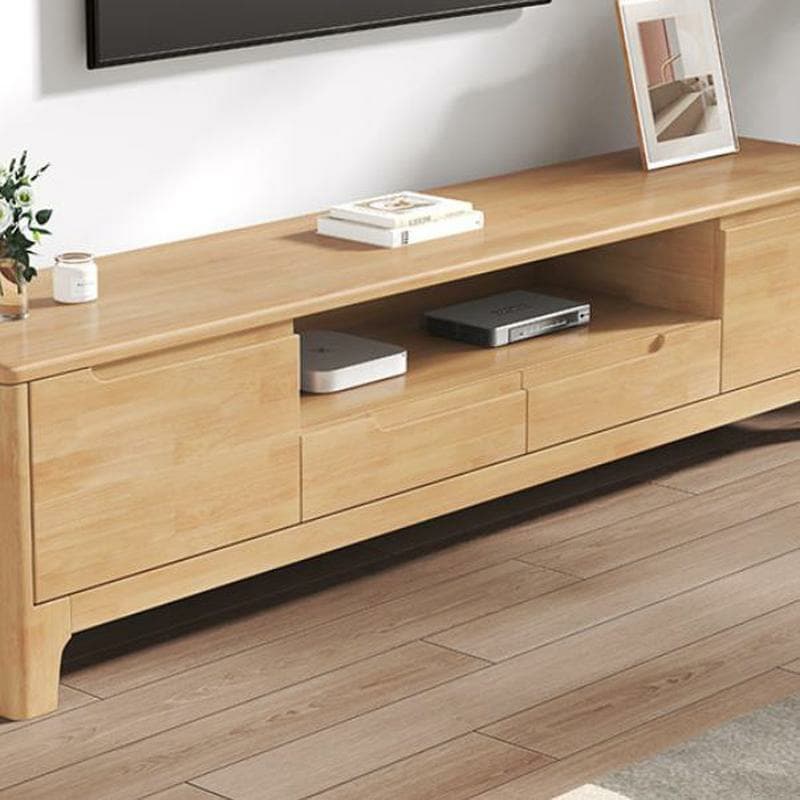 Scandinavian Low Profile 40cm Wide Wood TV Stand with Two Drawers and Cabinet No Assembly Required - image 10