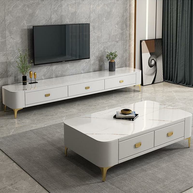 Modern Oblong Stone Coffee Table with Water and Scratch Resistant - image 7