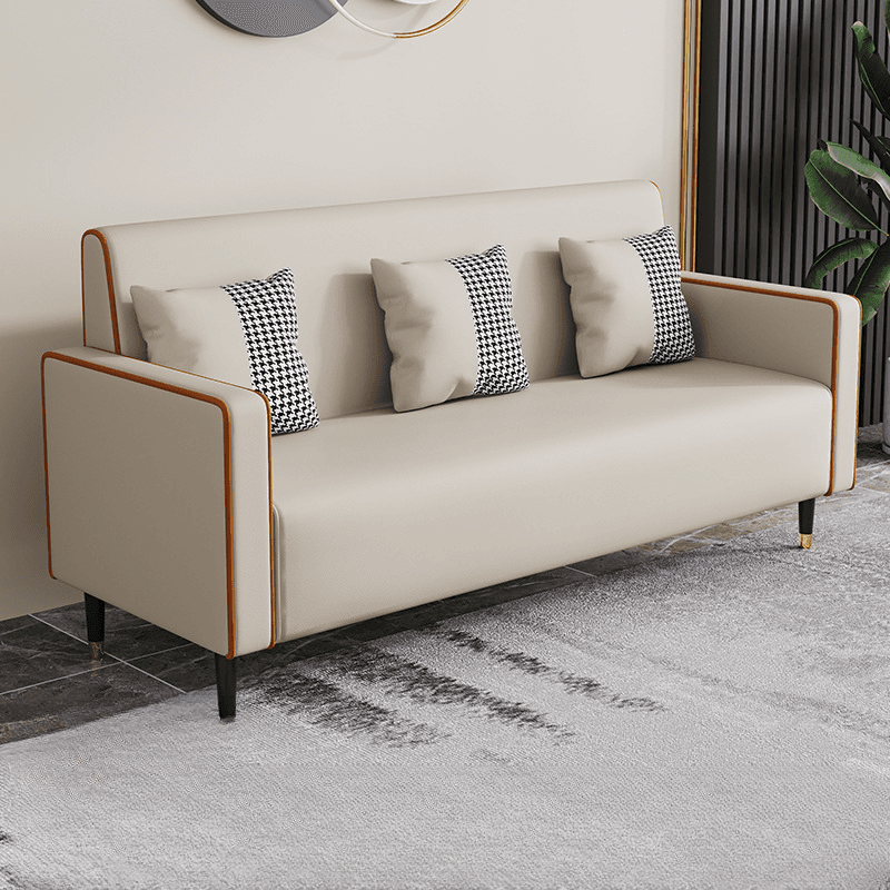 Casual Solid Color Water Resistant Sofa Couch in Grey/Cream/Citrus Color for 3 Person with Square Arm and 3 Pillows - image 18