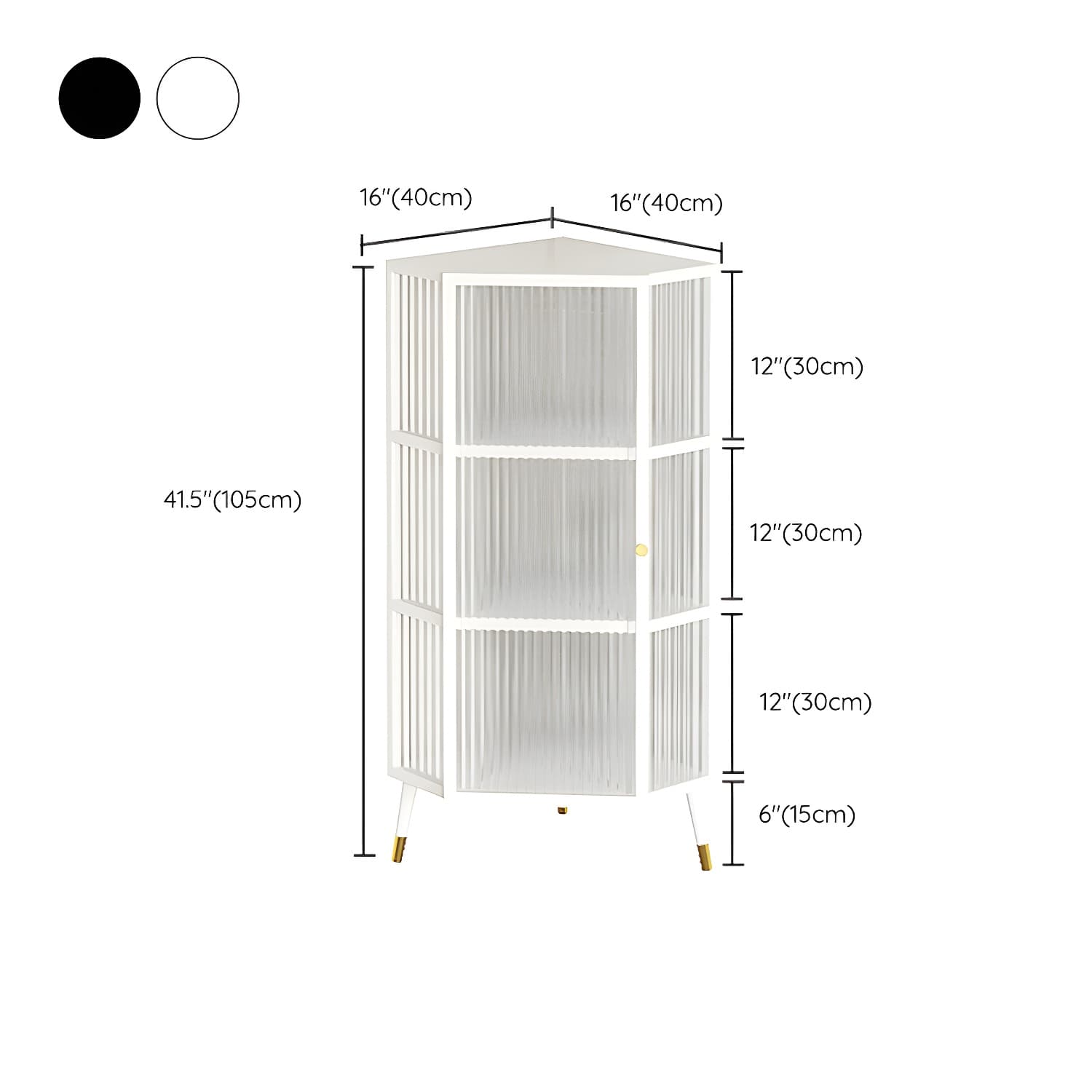 Contemporary 1-door Iron Frame Corner Cabinet with Glass Door - image 11