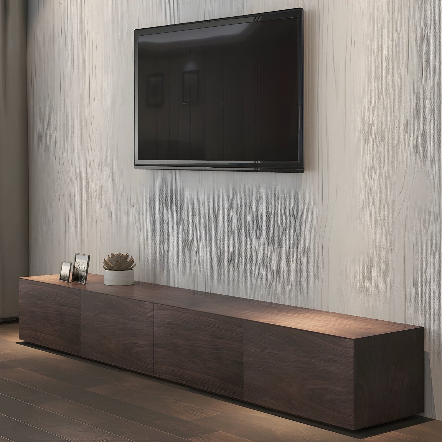 Modern TV Stand with Drawers and Soft Close Glides - Low Height, Wood Material - image 4