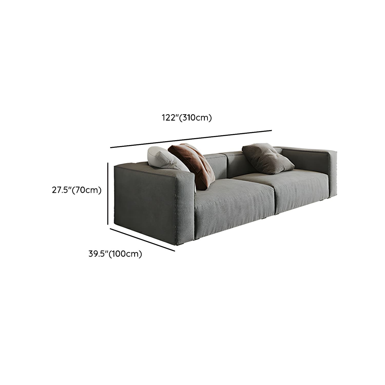 Modern Gray Chenille Stationary Sectional Sofa with Pillow Back and Wood Frame - image 19
