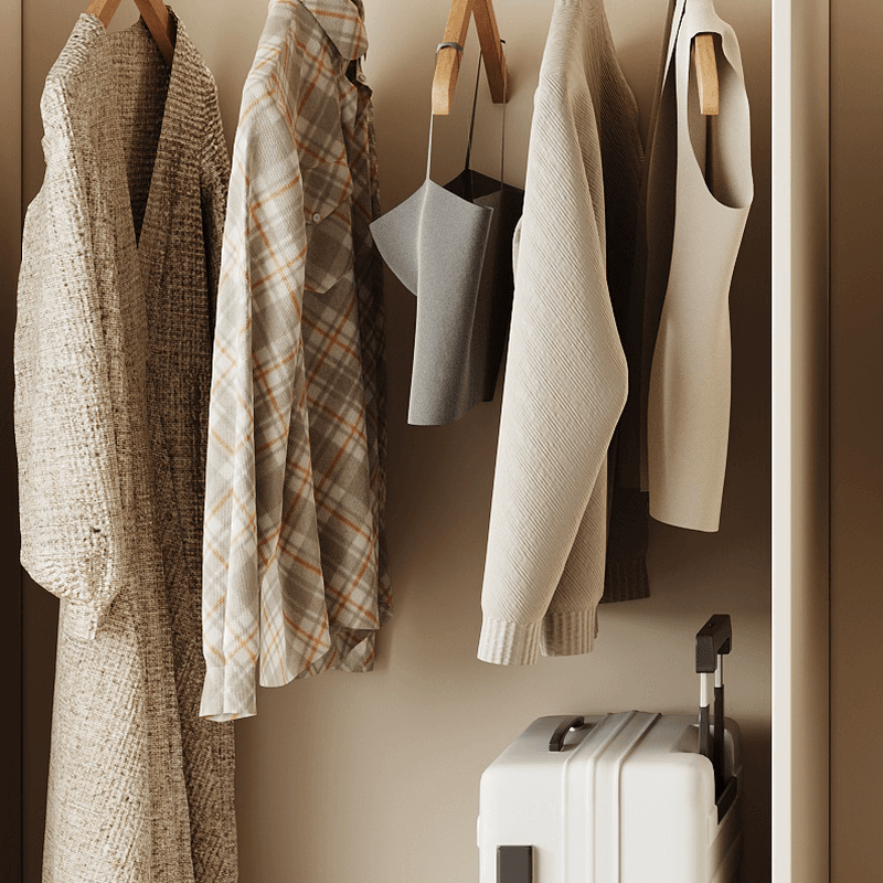 White Minimalist Manufactured Wood Independent Wardrobe Closet with Soft Close Drawer, Soft Close Door, and Interior Shelves - image 8