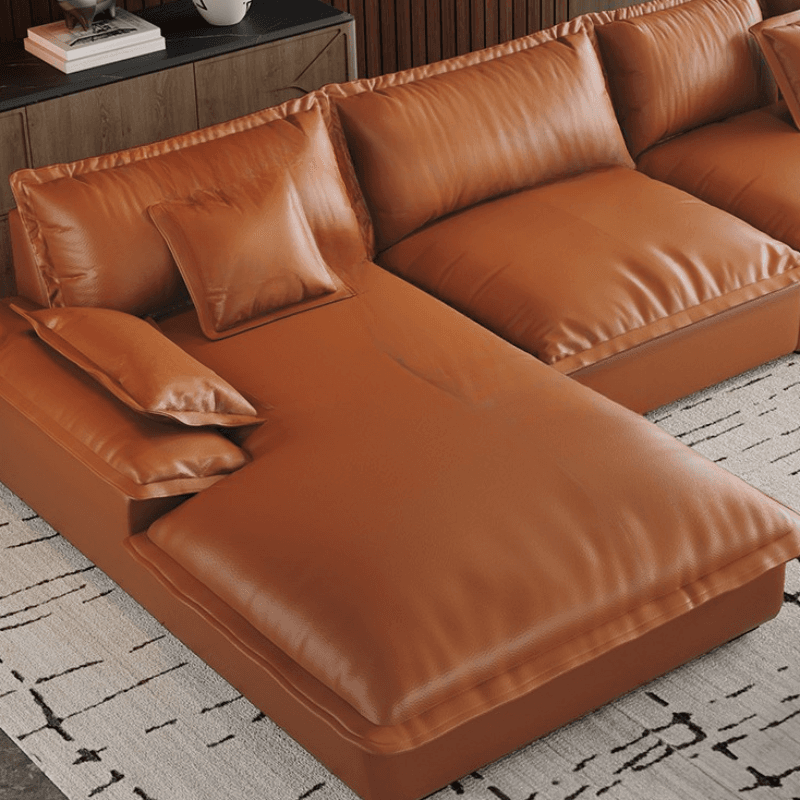 L-Shape Sofa Chaise with Dark/Cream/Cocoa Upholstery and Cotton Seat Fill - image 8