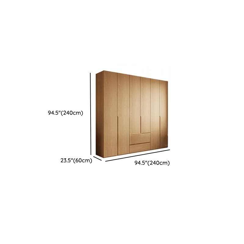 Natural Finish Minimalist Oak Wood Cabinet Armoire with Soft Close Drawer, Soft Close Door, Interior Shelves, and Clothing Rod - image 24