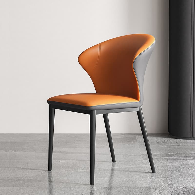 Modish Side Chair with Wing Chair Back, Padded Upholstery, Midnight Black Metal Legs - image 6