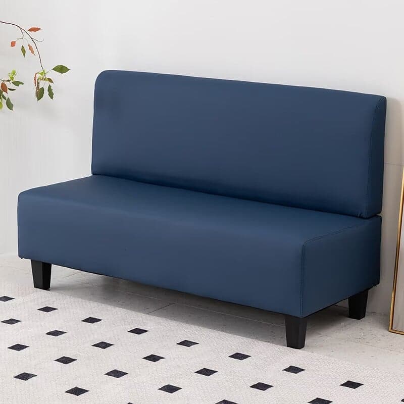 Contemporary Modern Solid Color Stain Resistant Loveseat in Gray/White/Cerulean for 2 People with 2 Pillows - image 3