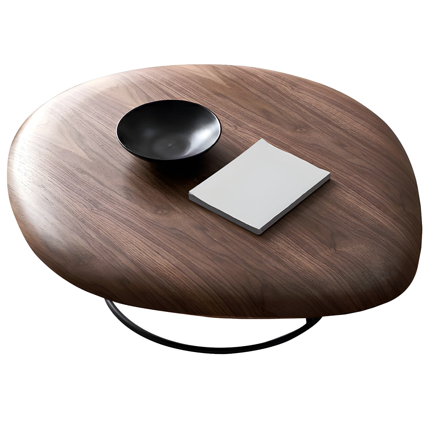 Modern Free Form Wood Coffee Table with Black Metal Frame - Storage Not Included - image 6