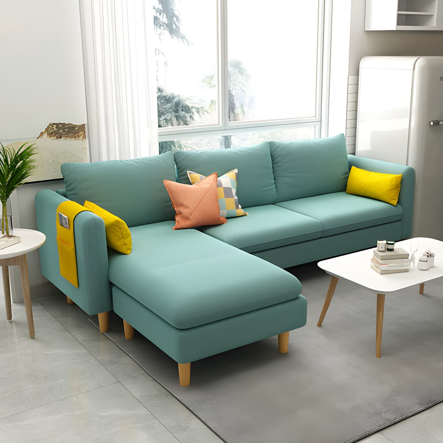 Modern Wooden Frame L-Shaped Sectional Sofa Chaise in Small Size with Storage Included - image 14