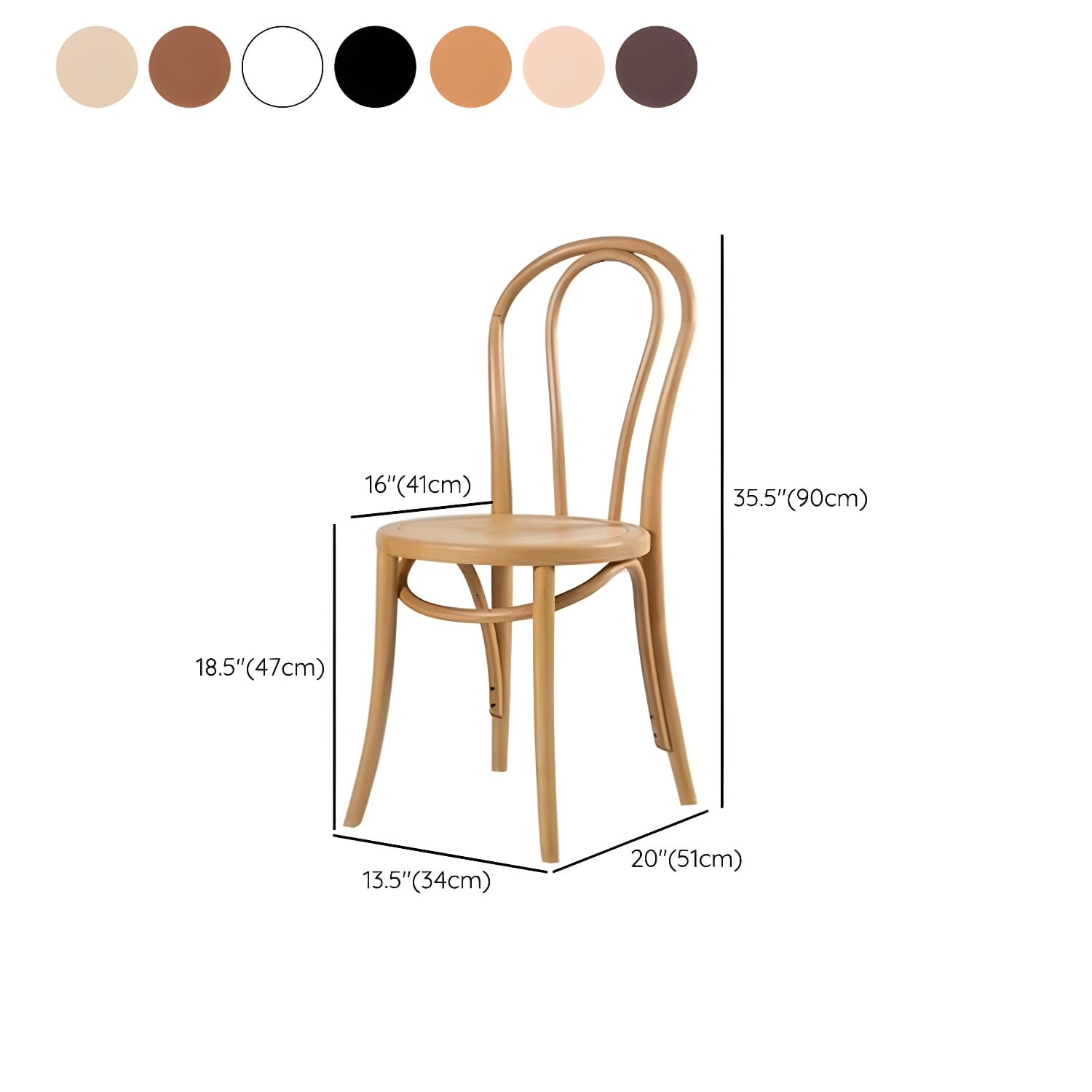 Modern Open Back Side Chair with Beech Wood Legs for Kitchen & Dining - Non-Upholstered - image 27