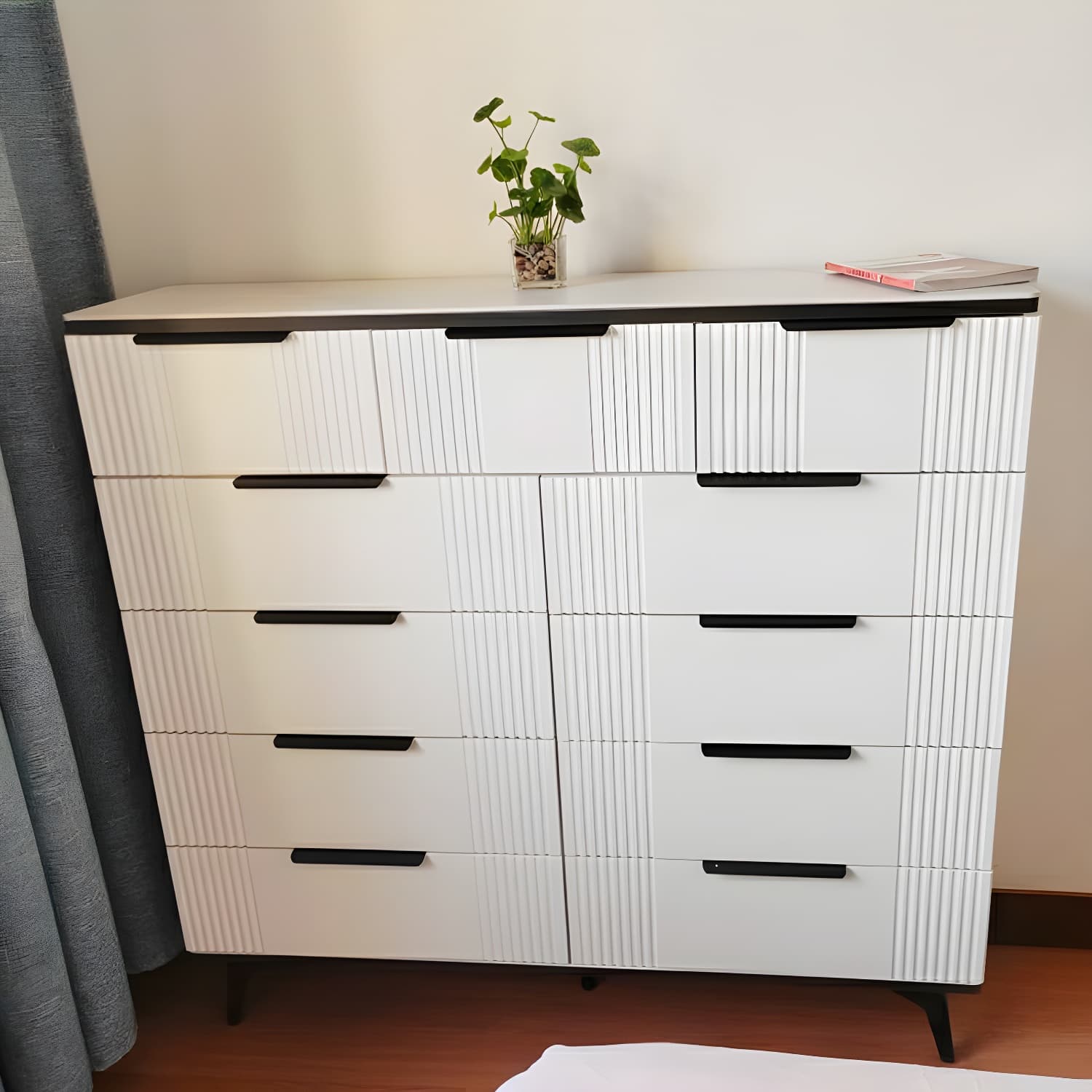 Drawers Included Modern Chest with Stone Countertop and Metal Legs - image 12