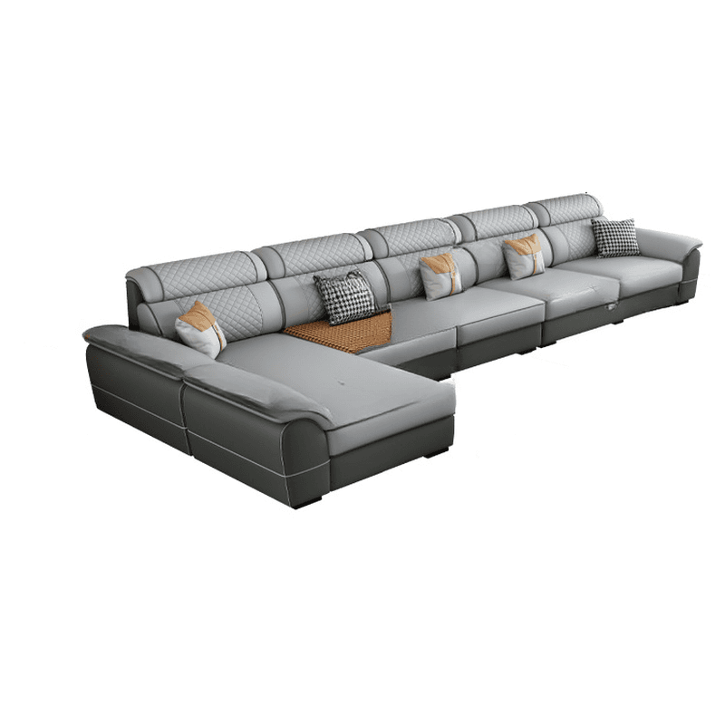 Modern Simple Style Straight/L-Shape Horizontal/Reversible Sofa Couch/Sofa Chaise in Grey with Water-resistant and Pillow Top Arm, 2-piece/3 Pc - image 14
