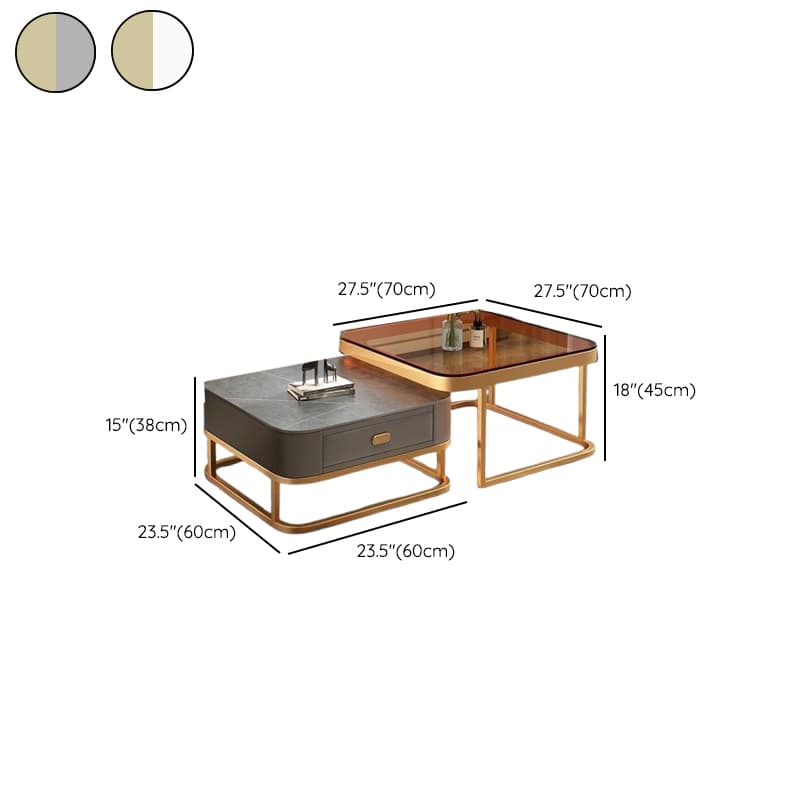 Square Double Nesting Accent Table with Framework Base for Home - image 16