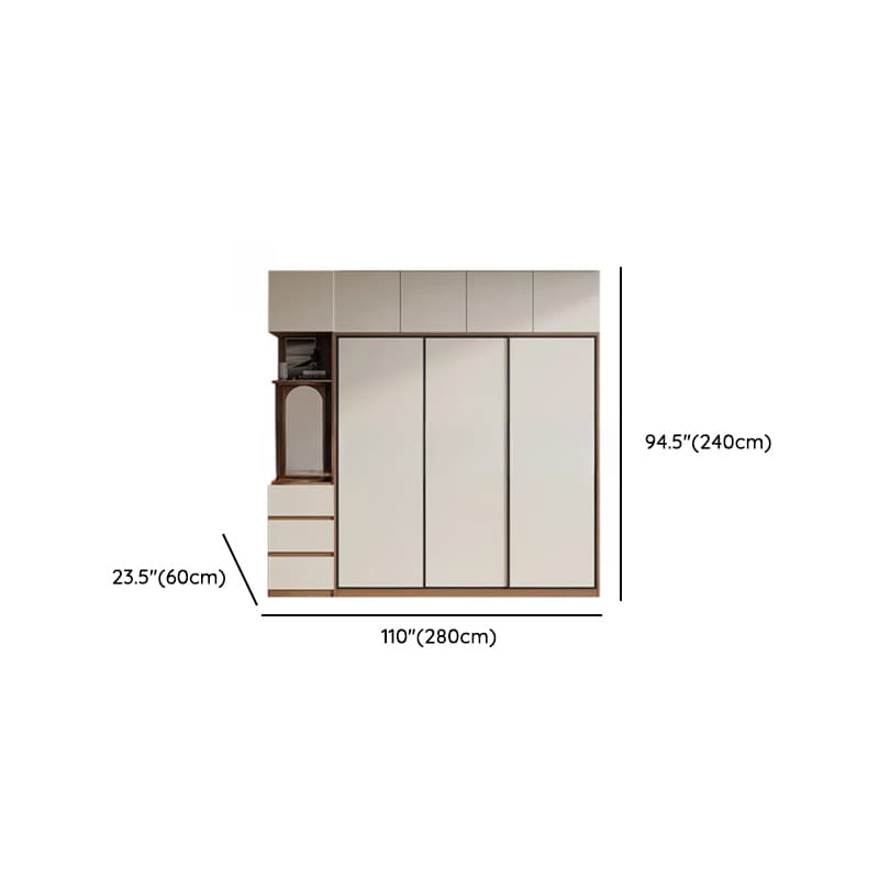 Chalk Minimalist Laminate Cabinet Armoire with Soft Close Drawer, Soft Close Door, Interior Shelves, and Clothing Rod - image 20