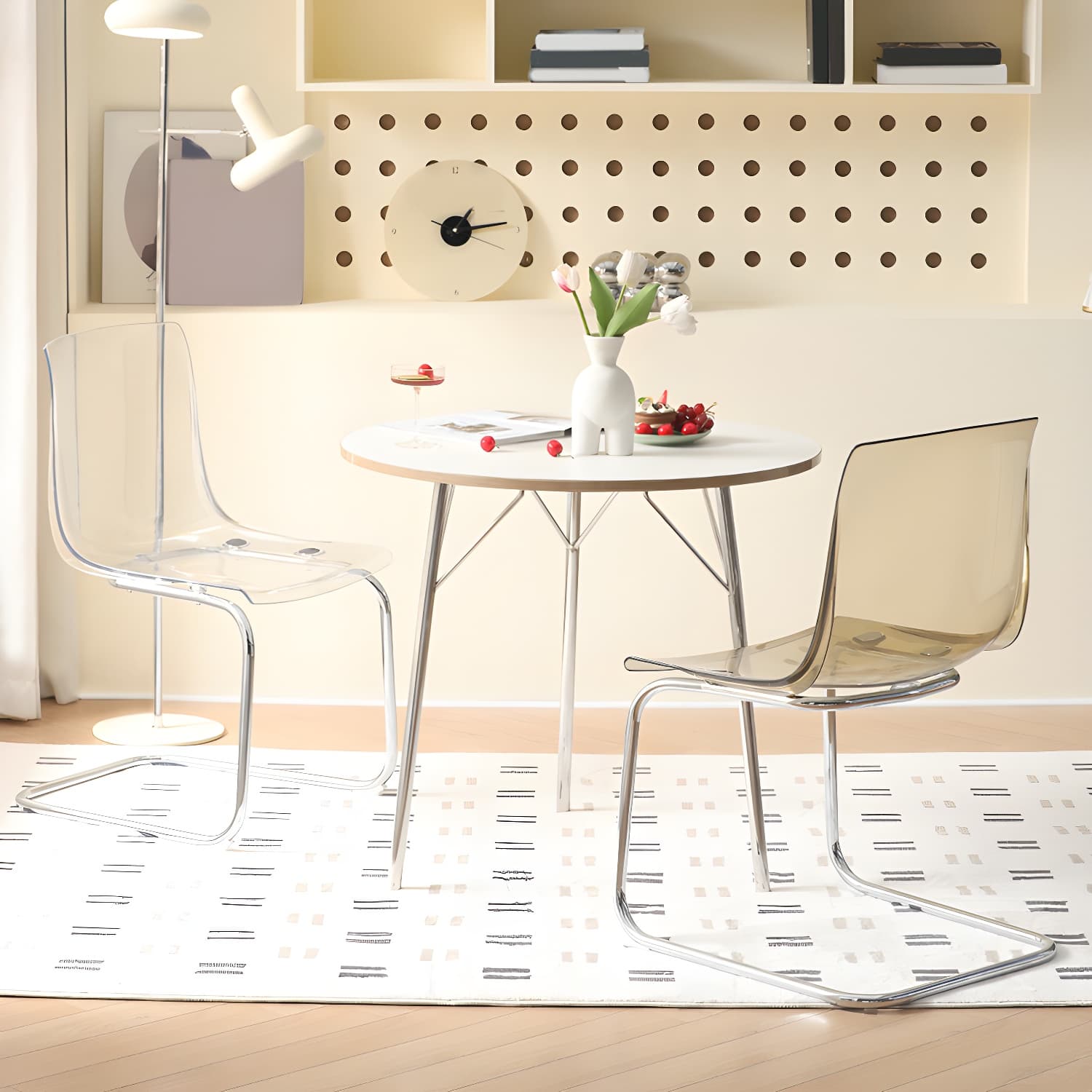 Modern Low-Back Side Chair in Plastic & Acrylic with Metal Legs - Silver - image 18