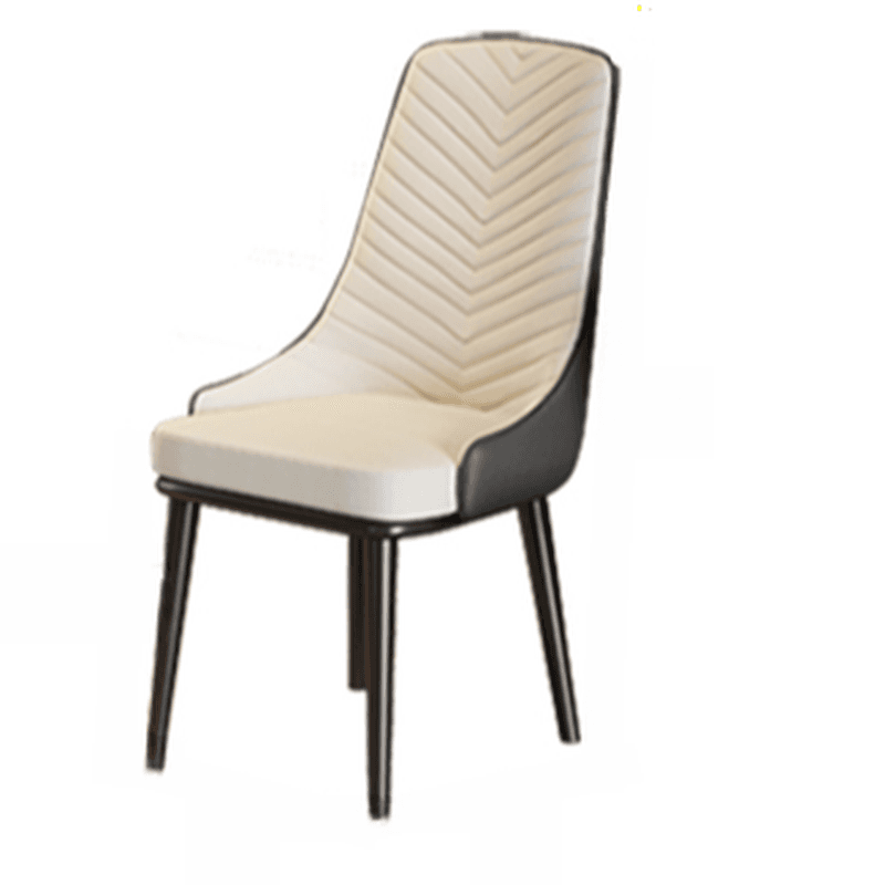 Minimalist Dining Table Set with Rounded Shape and Stump Base, Padded Chair with Back in White - image 4