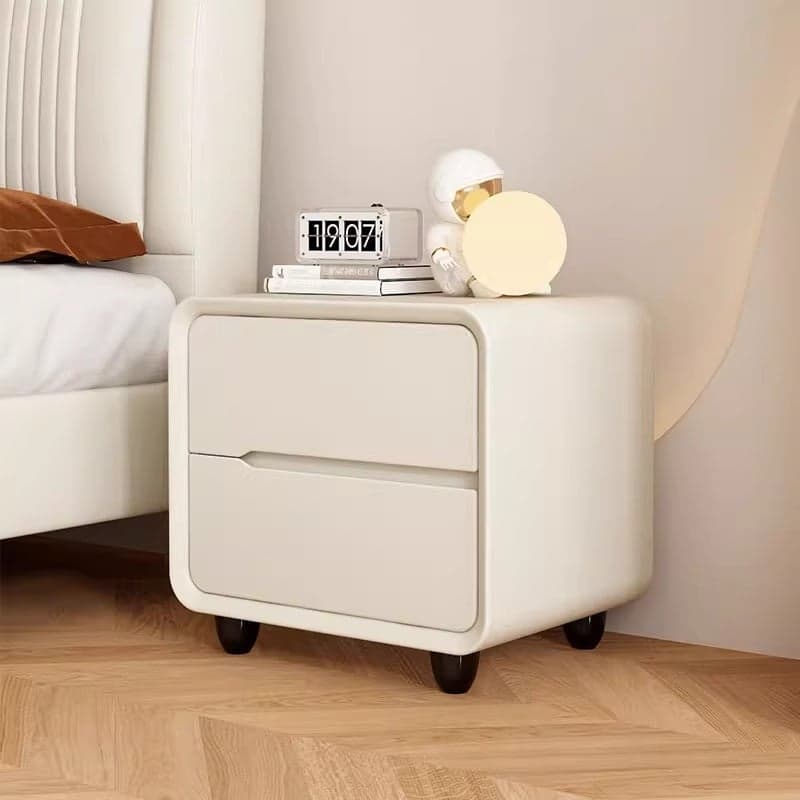 Organic Modern 2 Tiers Nightstand With Drawer Organization Featuring Pleather Countertop - image 11