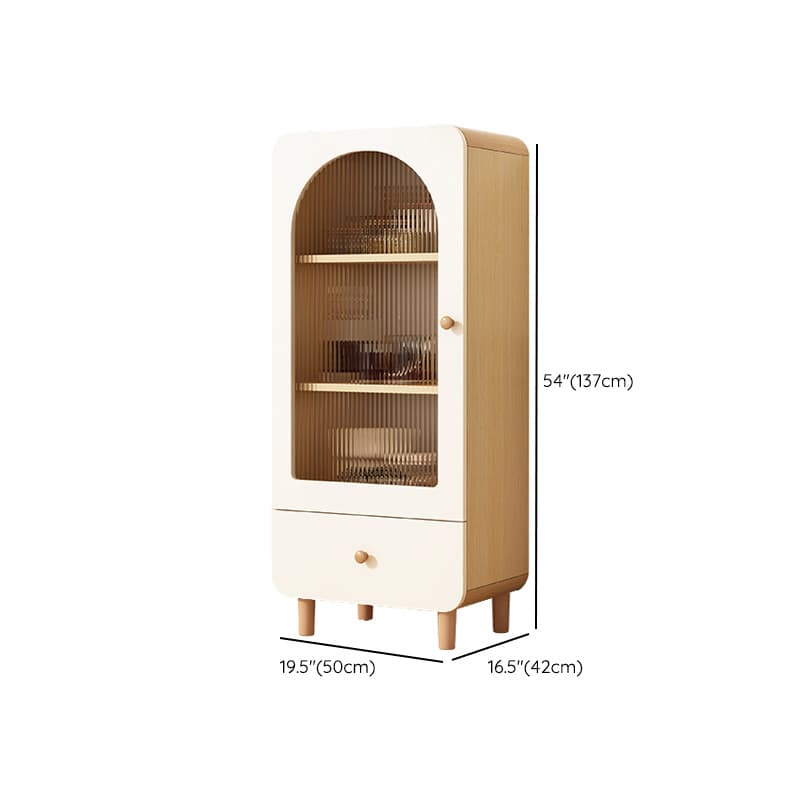 Modern White Lumber Narrow Sideboard with Single Drawer, 4 Shelves/Three Internal Shelves/Two Internal Shelves, Glass-panel Door - image 30