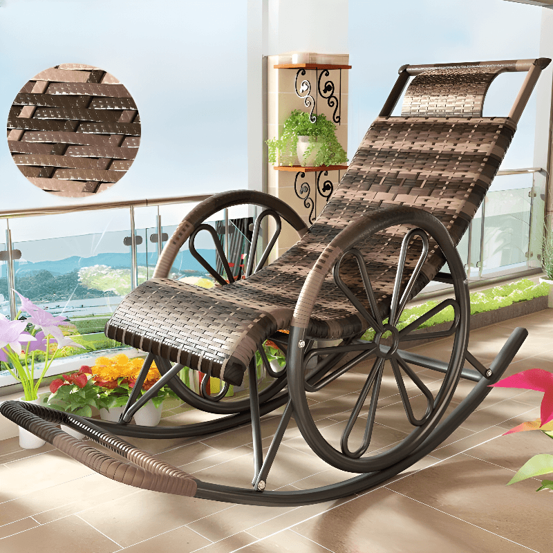 Simple Scratch-tolerant Cane Porch Rocker with Round Arm - image 6
