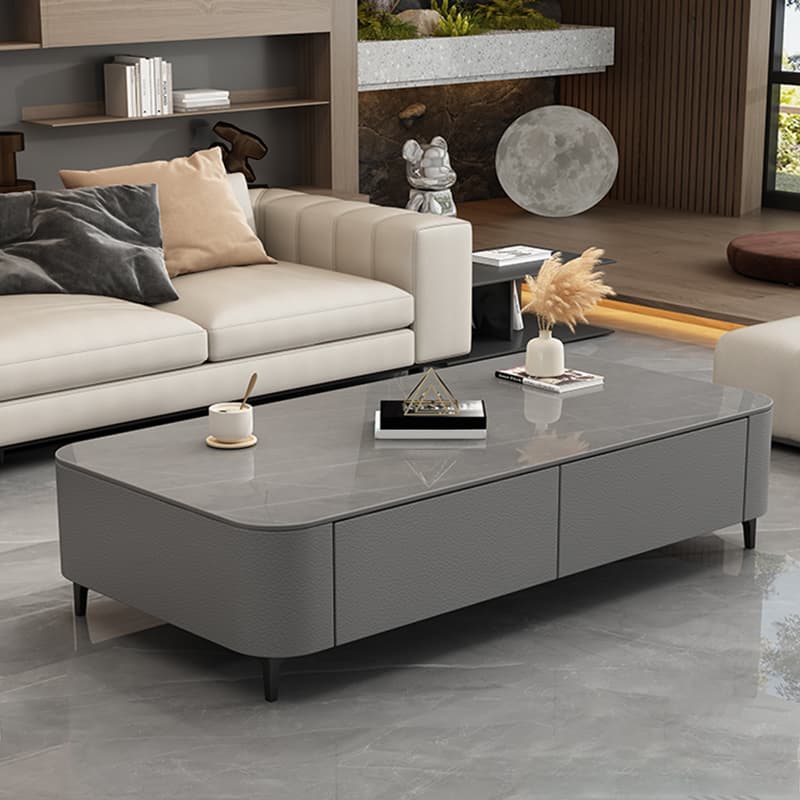 Four Leg Non-Upholstered Modern Metal Coffee Table with Storage and Drawers Standard Size - image 10