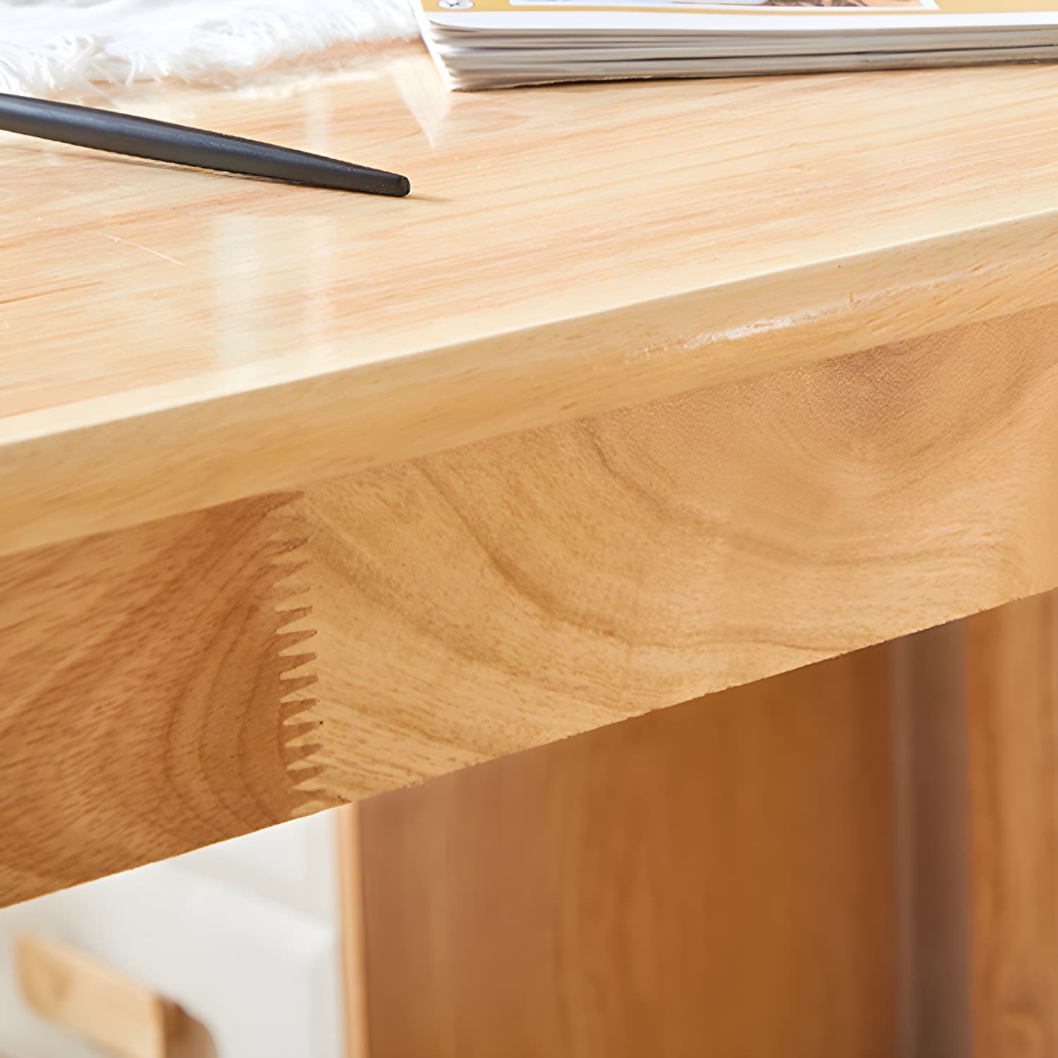 Elegant Scandinavian Natural Oak Wood Dining Table - Slim Legs, Standard Height for Kitchen & Dining - image 6