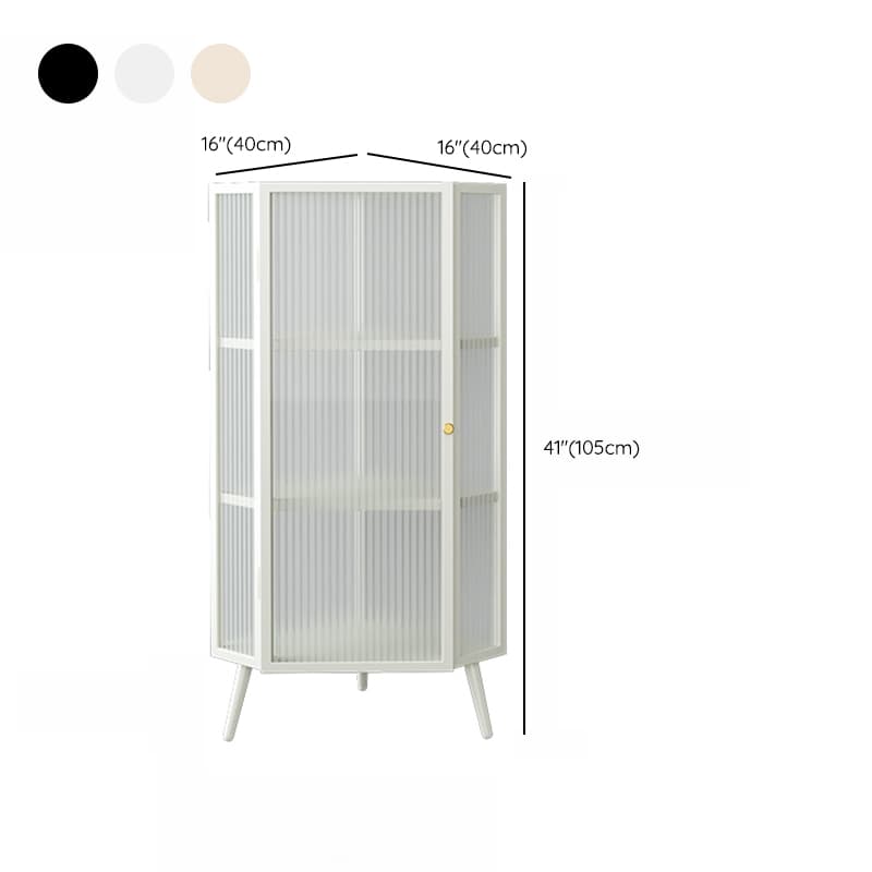 Contemporary Corner Utility Cabinet with 1 Cabinet, Iron Countertop, Glass Door, Pull Knobs, and Black/White/Off White Top - image 11