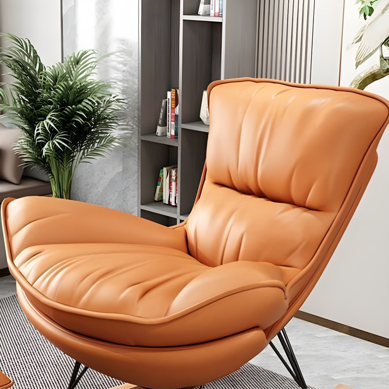 Contemporary Rocking Chair Cotton Upholstered Tufted Wing Chair Back Baby Rocking Chair - image 12