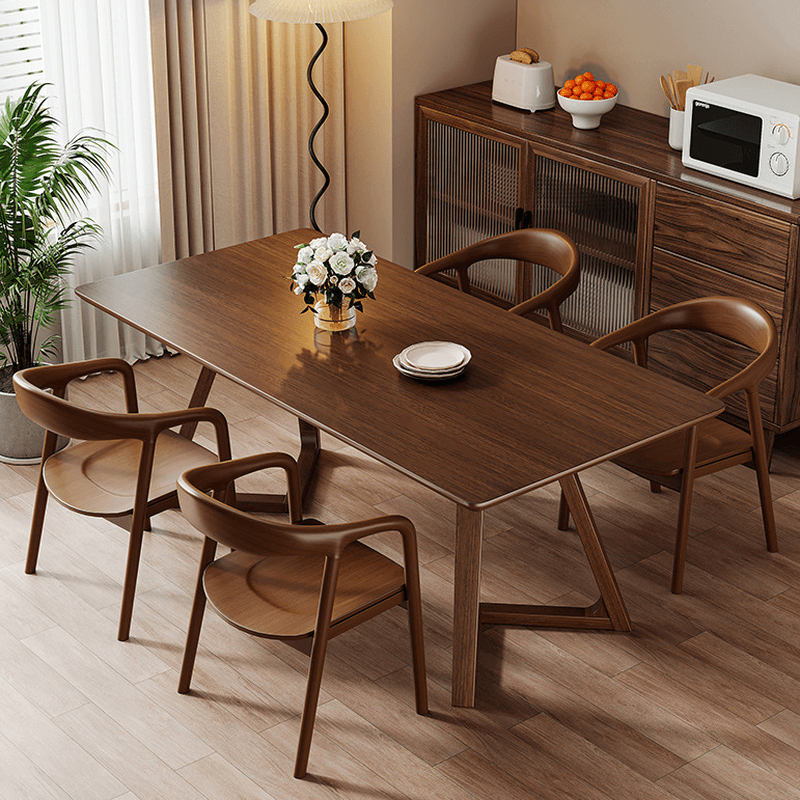 Wood Grain/Tan Simplistic Rectangular Lumber Fixed Dining Table for 6 People/for 4, Standard Table Height - image 5