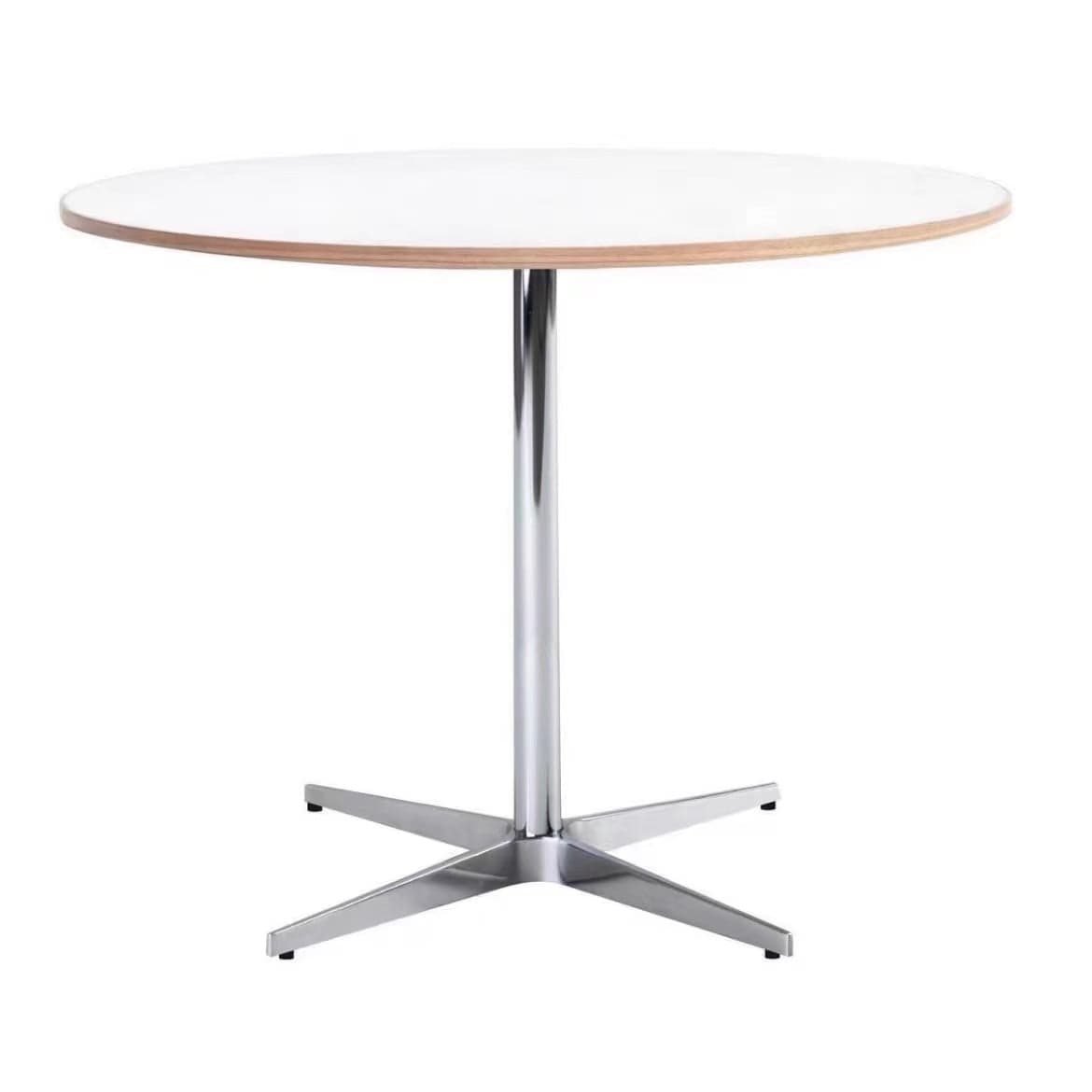 Trendy Orbicular Dining Table with Timber Top, Fixed Table Mechanism in Cerulean/Green/Apricot Color - image 9