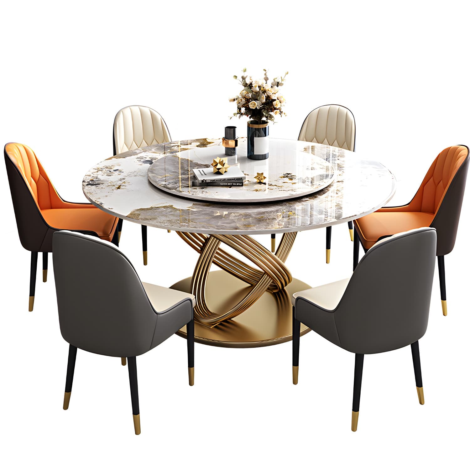 Traditional Luxury Dining Table Round Convertible Dining Table with Pedestal - image 5