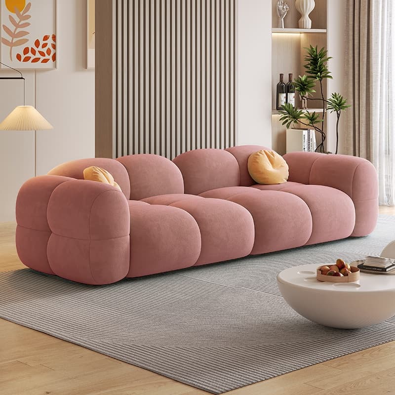 Modish Solid Color Scratch-durable Standard Sofa in Blush/Sage/Ivory for 4 Person/Seats 5/Seats 6 with 2 Pillows - image 7