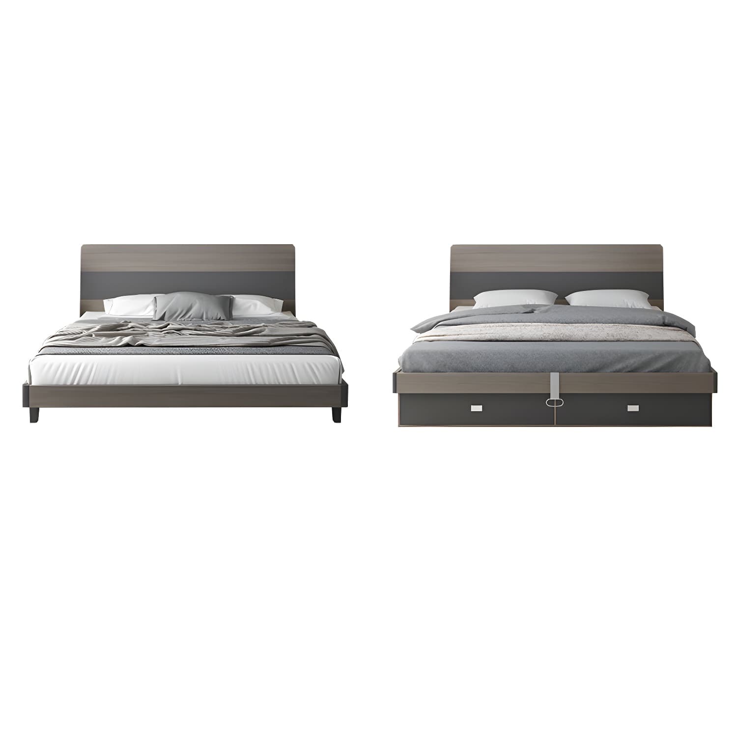 Modern Style Wood Bed with Headboard Low Profile Standard Bed - image 11