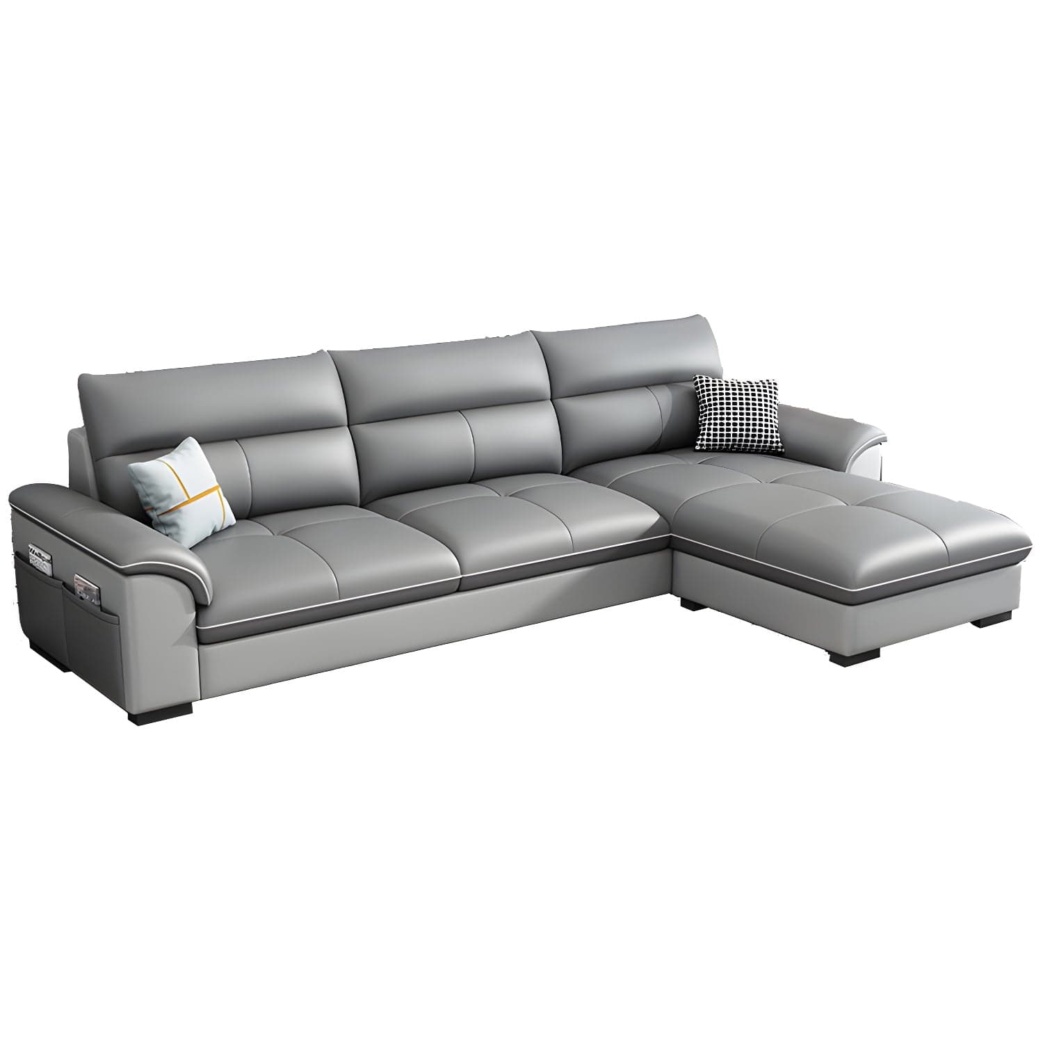 Modern Tech Cloth L-Shape Reversible Corner Sectional with Chaise in Black Pine Wood - image 5