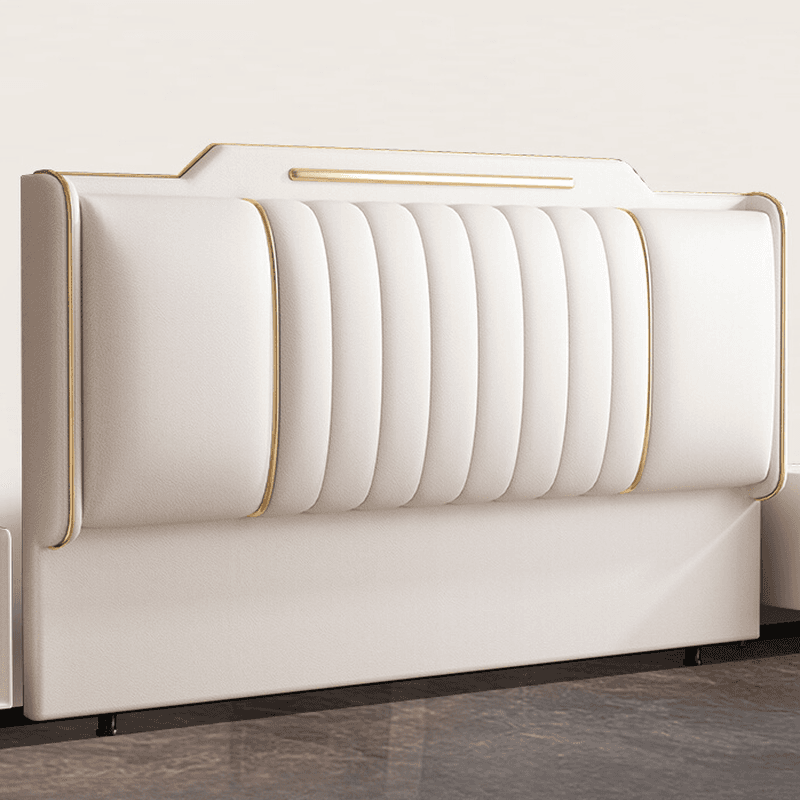 Modern Simple Style Panel Headboard in Natural Wood with No Distressing, Stepped Shape for California King/King/Queen Bed, Sponge Upholstery Fill, Standard Height - image 7